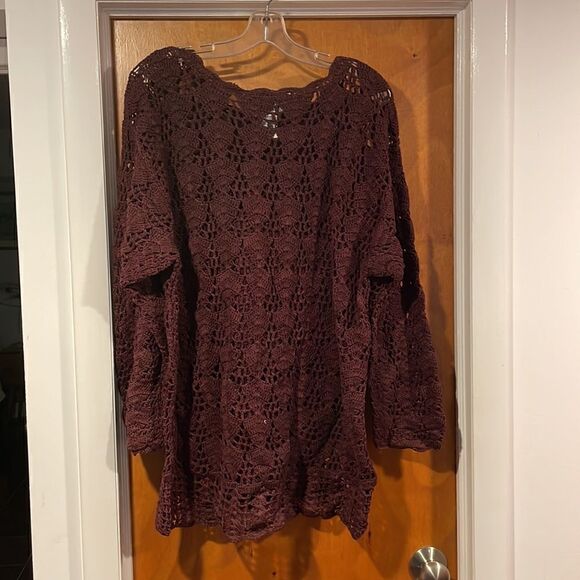 Vintage 90’s Crochet Brown Tunic/Sweater/Coverup - Picture 2 of 4